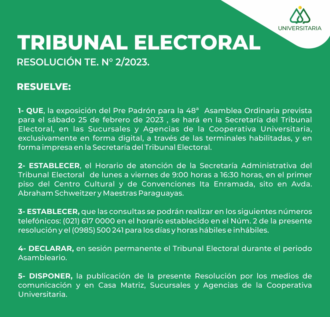 Tribunal Electoral Resuelve